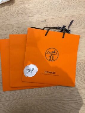 Hermes Bright Orange Signature Shopping Bag